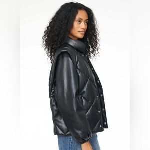 Pistola Calista Faux Leatherher Puffy Jacket withh t sleeves